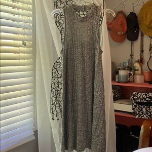 Gray high neck sweater dress